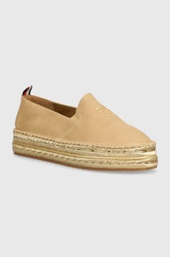 Tommy Hilfiger espadryle platforma EMBROIDERED GOLD beżowe damskie R.36