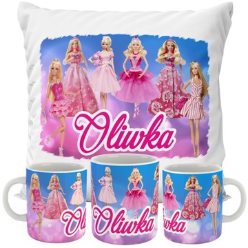 НАБОР ПОДУШКА + КРУЖКА БАРБИ + ПОДАРОК ​​НА ВАШЕ ИМЯ НА ДЕНЬ РОЖДЕНИЯ