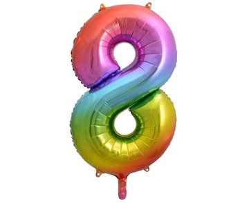 Balon urodzinowy cyfra 8 foliowy metalizowany tęczowy 85 cm duży kolorowy
