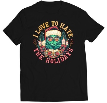 ZABAWNA ŚMIESZNA KOSZULKA ŚWIĄTECZNA GRINCH I LOVE TO HATE THE HOLIDAYS XXL