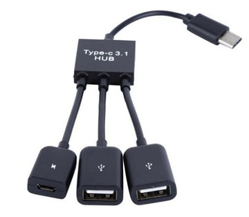 HUB Rozdzielacz USB-C 3.1 na Micro USB+2 x USB OTG