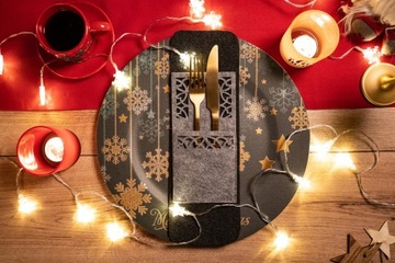 Рождественские чехлы для столовых приборов, серый футляр, 4 шт., Рождество для вечеринки