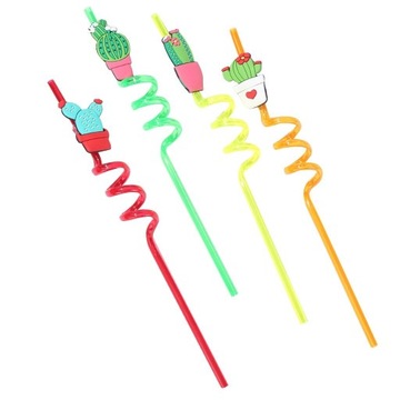 4 sztuk słomki śliczne kaktus Multicolor koktajl s