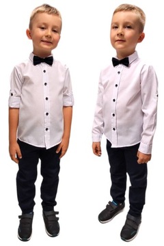 ЭЛЕГАНТНАЯ БЕЛАЯ РУБАШКА С БАНТОМ ДЛЯ МАЛЬЧИКА 110