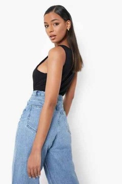 ЧЕРНОЕ КЛАССИЧЕСКОЕ БОДИ НА ЛЕМЯХ, ГЛАДКОЕ, ПРОСТОЕ, БАЗОВОЕ BOOHOO XXL