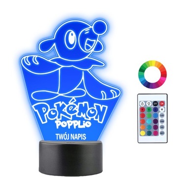 Lampka Nocna 3D LED POKEMON POPPLIO Imię Prezent