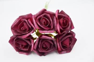 ПЕННЫЕ РОЗЫ, РОЗЫ, ЦВЕТЫ, 6 ШТ, бордовые
