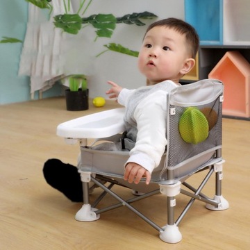 Дорожное сиденье-бустер с дорожной сумкой и съемным подносом, стульчик для кормления, серый