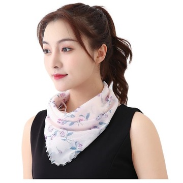 Fashion Face Cover Breathable Anti-Dust Sunscreen Neck Cover Women Chiffon