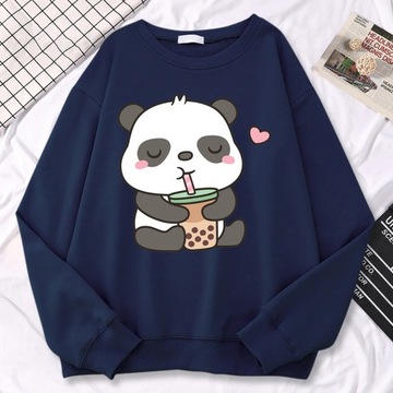 Simple Casual Womens Sweatshirts Pandas Love Drink