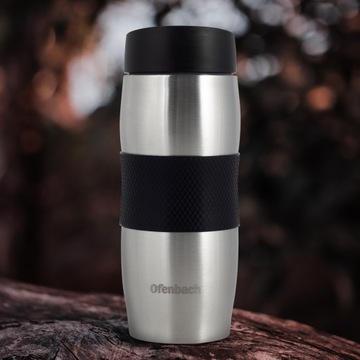 KUBEK TERMICZNY TERMIN BIDON 380ml SZARO-CZARNY OFENBACH stal nierdzewna