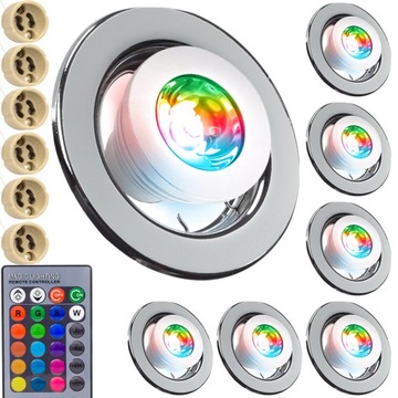 6x OPRAWKA HALOGENOWA ŻARÓWKA LED RGB +PILOT