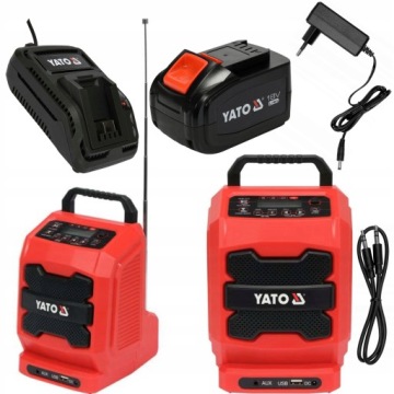 СТРОИТЕЛЬНАЯ РАДИО YATO С АККУМУЛЯТОРОМ И СЕТЬЮ +6 Ач