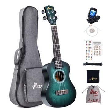 Winzz Ukulele koncert 60 cm niebiesko-zielony,