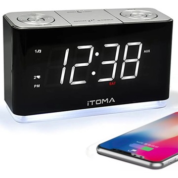 iTOMA LED Alarm Clock Radio with Portable Wireless Bluetooth 5.1, Digital