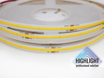 1m TAŚMA analogowa LED COB 8W 24V Biały Ciepły (WW) R2R JAKOŚĆ