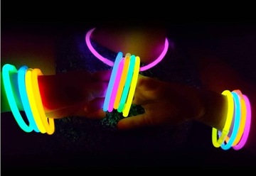Светящиеся флуоресцентные браслеты, браслеты с химическим светом, 100 палочек