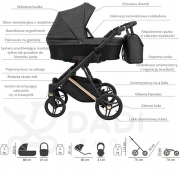 Детская коляска KUNERT Lazzio глубокий комплект 1в1 + аксессуары