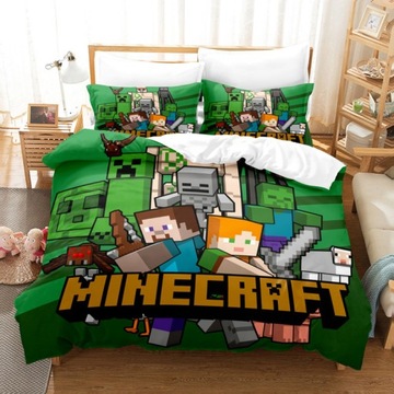 3D КОМПЛЕКТ ПОСТЕЛЬНОГО ПОСТЕЛЬНОГО ИЗ МИКРОФИБРЫ 160x200 MINECRAFT