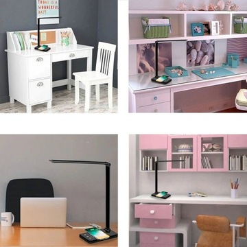 НАСТОЛЬНАЯ СВЕТОДИОДНАЯ СЕНСОРНАЯ ЛАМПА, 5 ЦВЕТОВ, РЕГУЛИРУЕМАЯ С БЕСПРОВОДНОЙ ЗАРЯДКОЙ