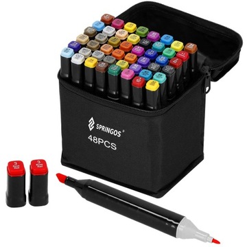 НАБОР ДВУХСТОРОННИХ РУЧОК АЛКОГОЛЬНЫХ МАРКЕРОВ, 48 ШТ. + ЧЕХОЛ-ЧЕХОЛ.