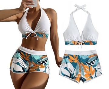 STRÓJ KĄPIELOWY BIKINI SPODENKI SZORTY TOP BOHO