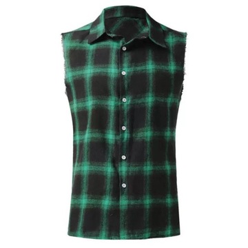 Retro Simple Plaid Print Men's Summer Vest Shirts
