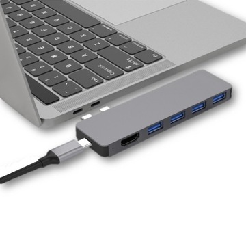 4Apple.pl Адаптер-концентратор 2x USB-C HDMI 4x USB Macbook Pro Air M1 M2 M3