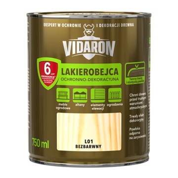 VIDARON LAKIEROBEJCA DO DREWNA BEZBARWNA 0,75L