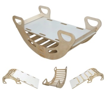 Houpačka bílá balanční deska/ Montessori platforma 110 cm/XL Mdf 4v1