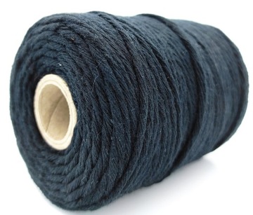 Нитка хлопковая для макраме, 3мм, 200м, черная.