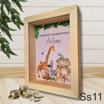 3D деревянная копилка со стеклом, персонализированная с именем, отличный подарок