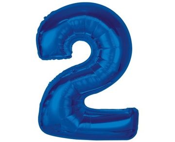 Wielki Balon Foliowy Cyfra 2 Niebieska Smart 92 cm Urodziny