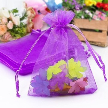 ORGANZA BAGS LAVENDER JEWELLERY BAG FIOLETOWE WORECZKI Z ORGANZY 100SZT