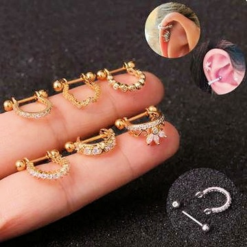 СЕРЬГИ HELIX HARTILAGE, золото, КРИСТАЛЛЫ