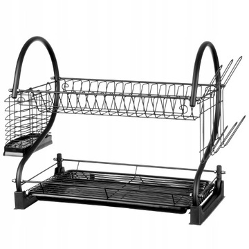 СУШИЛКА ДЛЯ ПОСУДЫ, СТОЛОВЫЕ ПРИБОРЫ, ДВУХУРОВНЕВАЯ КАПЕЛЬНИЦА