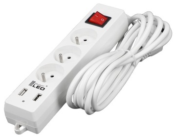 Удлинитель-удлинитель 3 метра 3х230В 2XUSB
