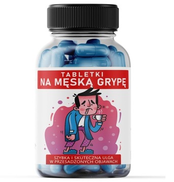 MĘSKA GRYPA Urodziny Mężczyzny DZIEŃ CHŁOPAKA Butelka na ŚMIESZNE TABLETKI