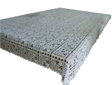 OBRUS Z GIPIURY 140x220 ECRU NA STÓŁ DEKORACYJNY