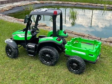 Трактор на аккумуляторе с прицепом 24 В 2x200 Вт Кожаные мягкие колеса ДОСКИ