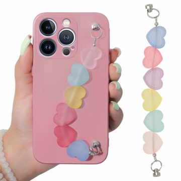 Etui Metallic Róż Łańcuszek Serca do IPHONE 13 PRO