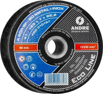 ДИСКИ ДЛЯ РЕЗКИ МЕТАЛЛА ANDRE 125x1x22,2MM