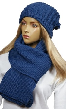 KOMPLET czapka BERET polar + SZALIK