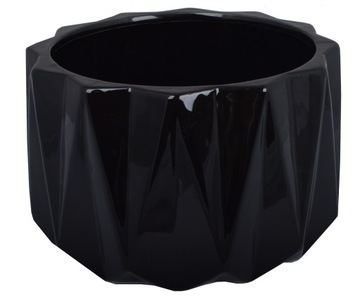 OSŁONKA DONICZKA CERAMICZNA CZARNA NA KWIATY