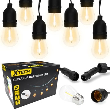 GIRLANDA ŚWIETLNA OGRODOWA ZEWNĘTRZNA 20M ŻARÓWKI 20 LED LAMPKI OGRODOWE