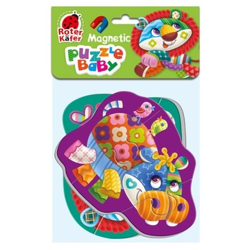 ROTER KAFER Duże Puzzles magnetyczne lew-hipopotam