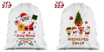 Worek na Prezenty Nadruk Święta Mikołaj 80 x 60 cm Opakowanie