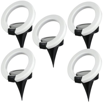 5x Lampka Solarna LED Regulowany Solar RING Wbijany z Czujnikiem Zmierzchu