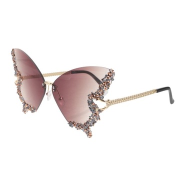 MOTNE OKULARY PRZECIWSŁONECZNE RETRO MOTYL SUN PRZEZROCZYSTE