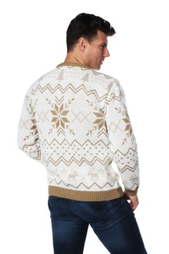 Sweter świąteczny męski gwiazdka beżowy S